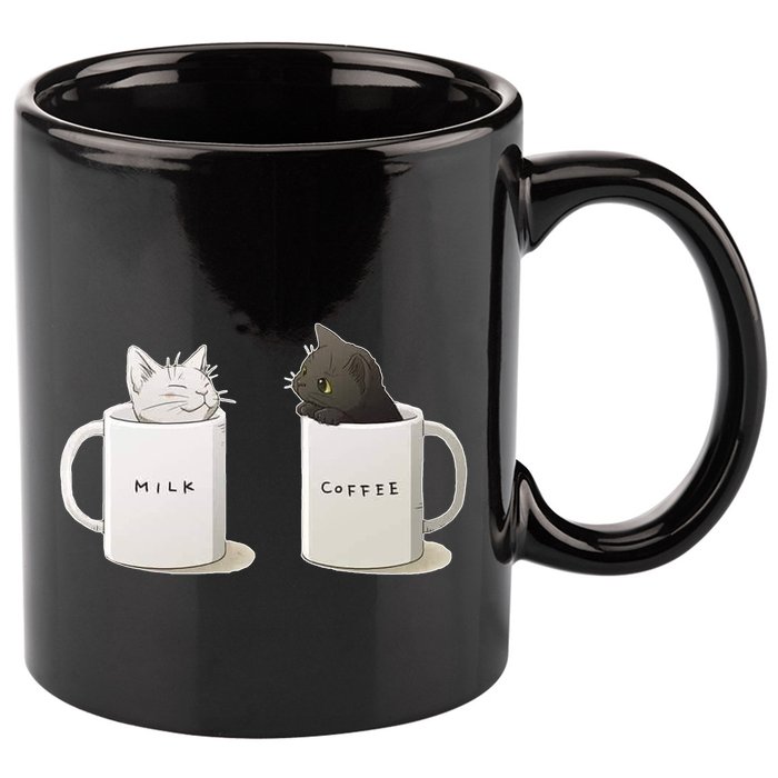 Milk N Coffee Kitties 11oz C Handle Ceramic Mug