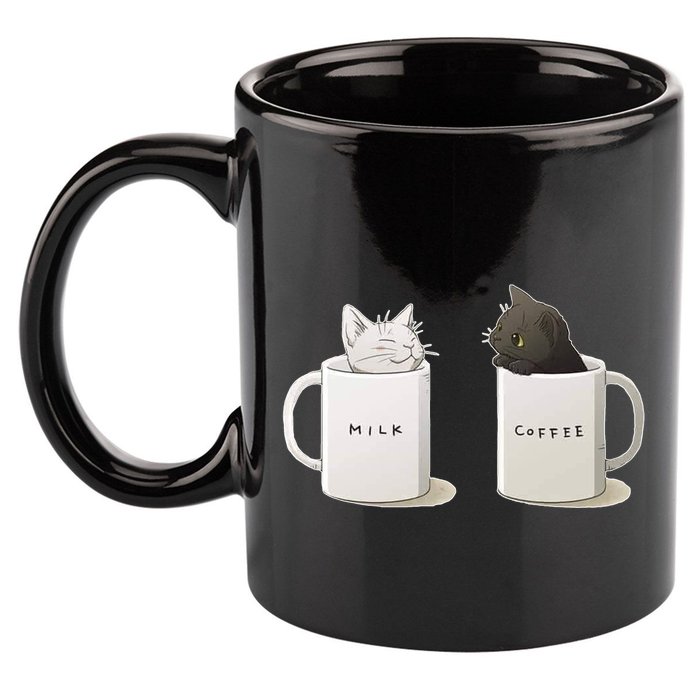 Milk N Coffee Kitties 11oz C Handle Ceramic Mug