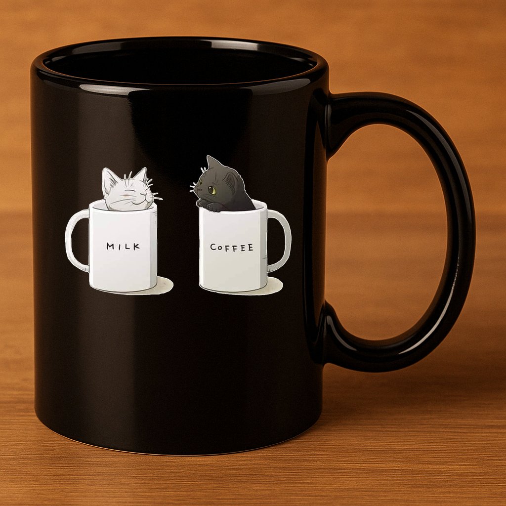 Milk N Coffee Kitties 11oz C Handle Ceramic Mug