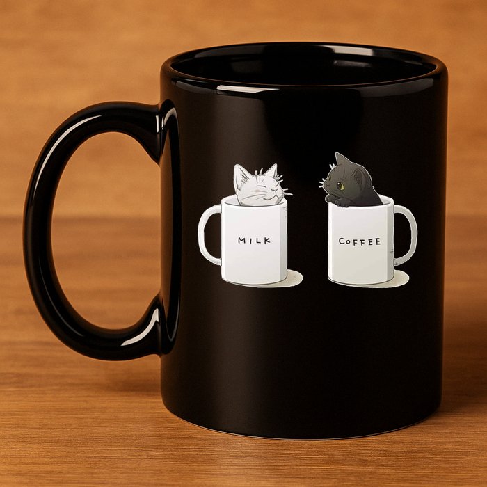 Milk N Coffee Kitties 11oz C Handle Ceramic Mug