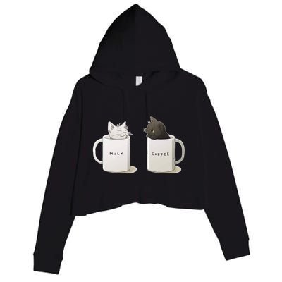 Milk N Coffee Kitties Crop Fleece Hoodie