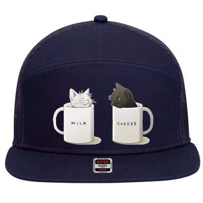 Milk N Coffee Kitties 7 Panel Mesh Trucker Snapback Hat