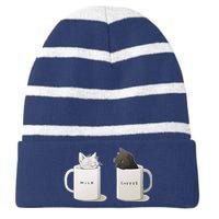 Milk N Coffee Kitties Striped Beanie with Solid Band