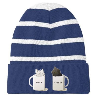 Milk N Coffee Kitties Striped Beanie with Solid Band