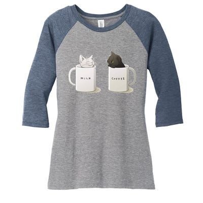 Milk N Coffee Kitties Women's Tri-Blend 3/4-Sleeve Raglan Shirt