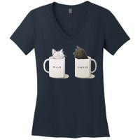 Milk N Coffee Kitties Women's V-Neck T-Shirt