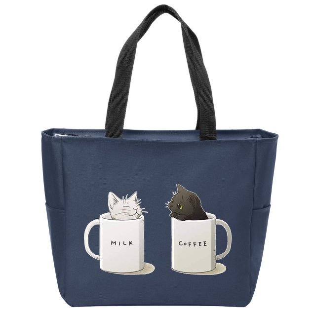 Milk N Coffee Kitties Zip Tote Bag