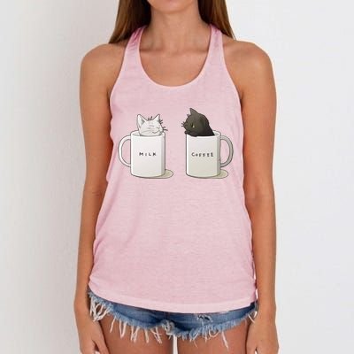 Milk N Coffee Kitties Women's Knotted Racerback Tank