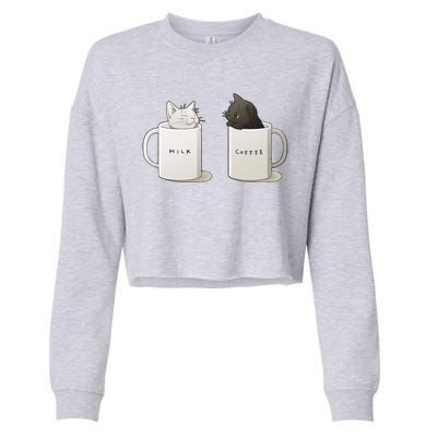 Milk N Coffee Kitties Cropped Pullover Crew