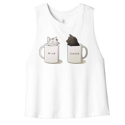 Milk N Coffee Kitties Women's Racerback Cropped Tank