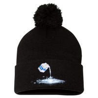 Milky Way Milk Carton Pom Pom 12in Knit Beanie