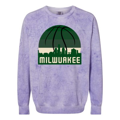 Milwaukee Basketball City Skyline Colorblast Crewneck Sweatshirt