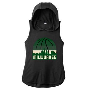 Milwaukee Basketball City Skyline Ladies PosiCharge Tri-Blend Wicking Draft Hoodie Tank