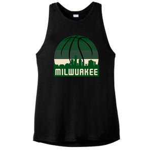 Milwaukee Basketball City Skyline Ladies PosiCharge Tri-Blend Wicking Tank