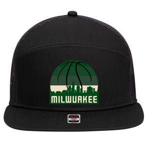 Milwaukee Basketball City Skyline 7 Panel Mesh Trucker Snapback Hat