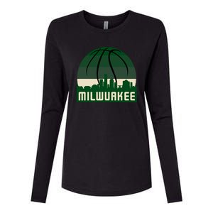 Milwaukee Basketball City Skyline Womens Cotton Relaxed Long Sleeve T-Shirt