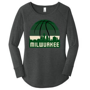 Milwaukee Basketball City Skyline Women's Perfect Tri Tunic Long Sleeve Shirt