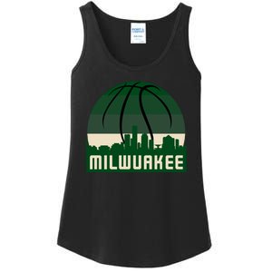 Milwaukee Basketball City Skyline Ladies Essential Tank