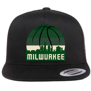 Milwaukee Basketball City Skyline Flat Bill Trucker Hat