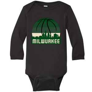 Milwaukee Basketball City Skyline Baby Long Sleeve Bodysuit