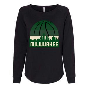 Milwaukee Basketball City Skyline Womens California Wash Sweatshirt