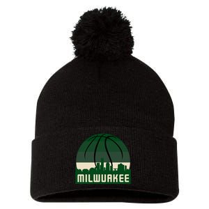 Milwaukee Basketball City Skyline Pom Pom 12in Knit Beanie