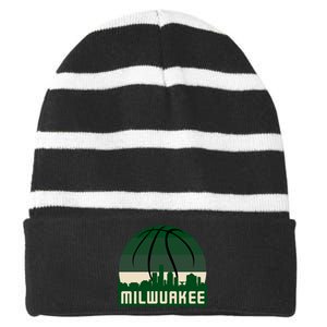 Milwaukee Basketball City Skyline Striped Beanie with Solid Band