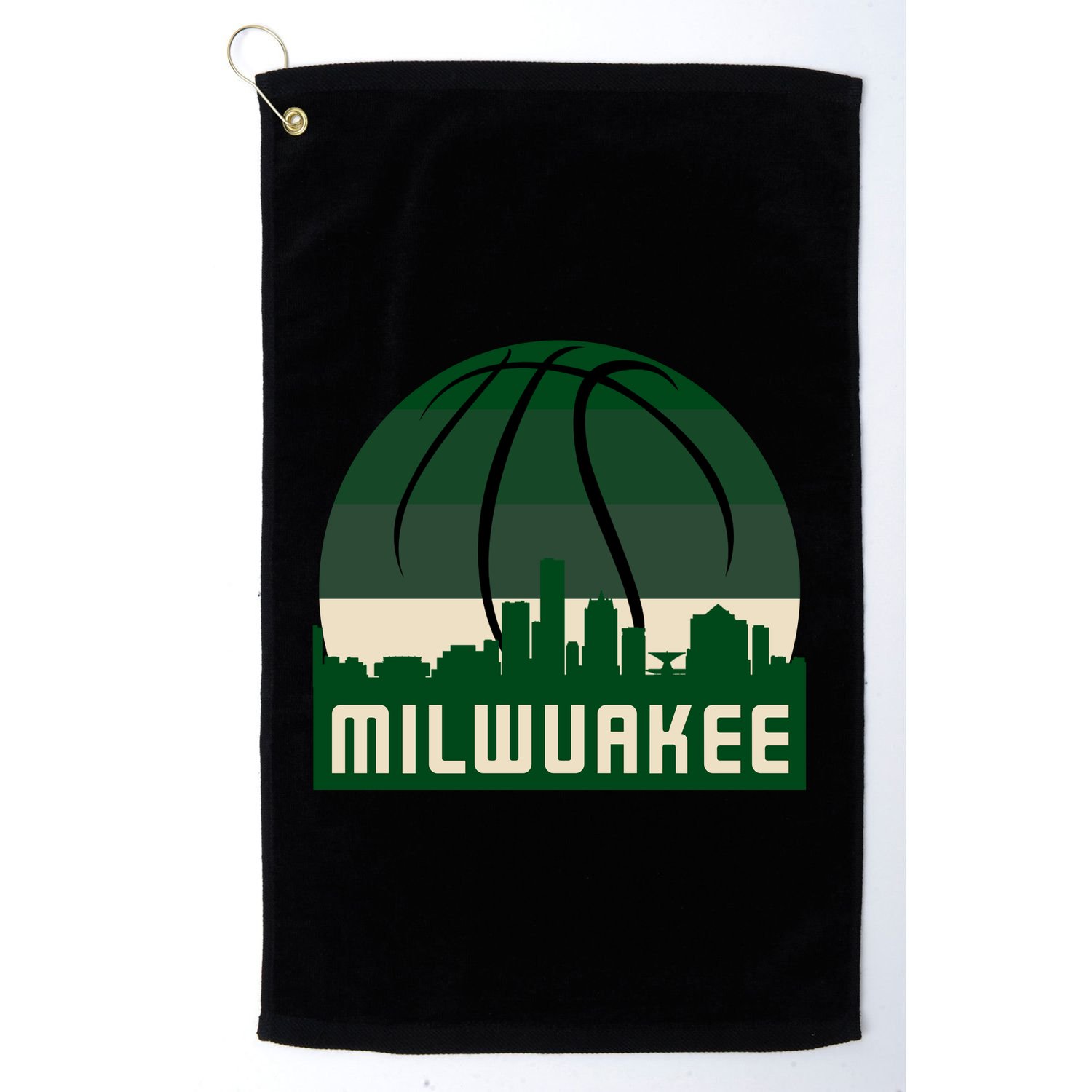 Milwaukee Basketball City Skyline Golf Towel