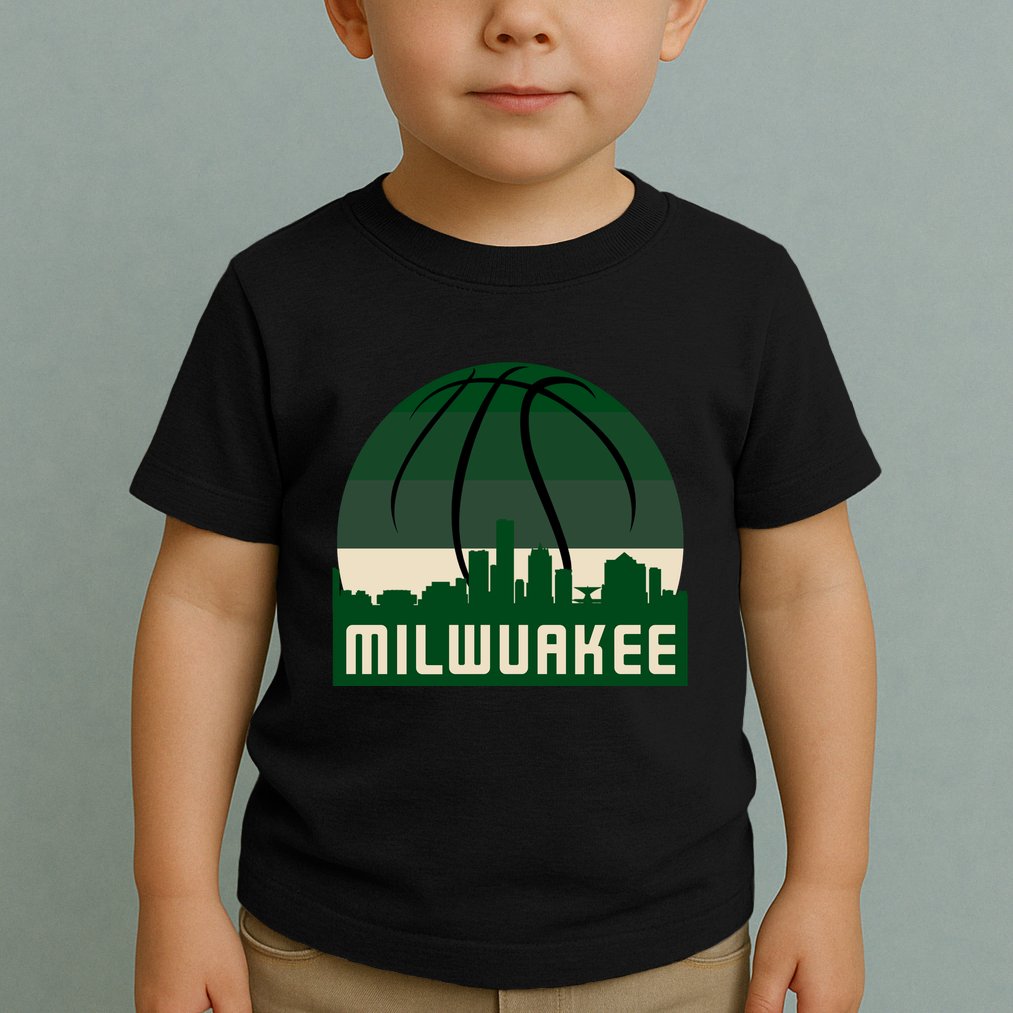 Milwaukee Basketball City Skyline Toddler T-Shirt