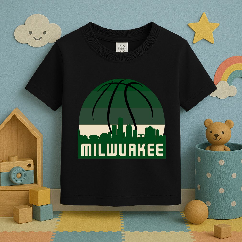 Milwaukee Basketball City Skyline Toddler T-Shirt
