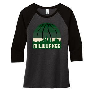 Milwaukee Basketball City Skyline Women's Tri-Blend 3/4-Sleeve Raglan Shirt