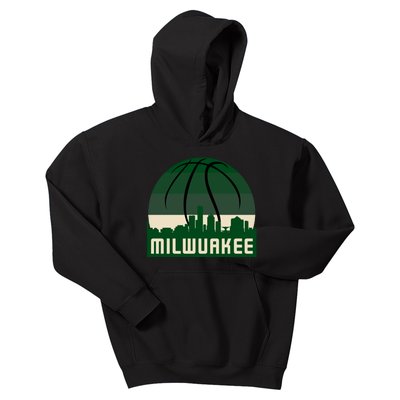 Milwaukee Basketball City Skyline Kids Hoodie