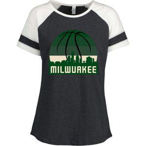 Milwaukee Basketball City Skyline Enza Ladies Jersey Colorblock Tee