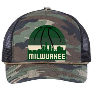 Milwaukee Basketball City Skyline Retro Rope Trucker Hat Cap