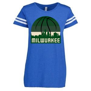 Milwaukee Basketball City Skyline Enza Ladies Jersey Football T-Shirt