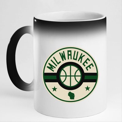 Milwaukee Basketball Stars And Stripes Wisconsin Map 11oz Black Color Changing Mug