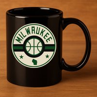 Milwaukee Basketball Stars And Stripes Wisconsin Map 11oz C Handle Ceramic Mug