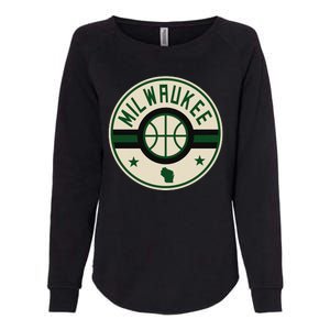 Milwaukee Basketball Stars And Stripes Wisconsin Map Womens California Wash Sweatshirt