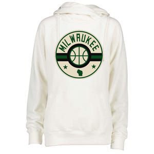 Milwaukee Basketball Stars And Stripes Wisconsin Map Womens Funnel Neck Pullover Hood