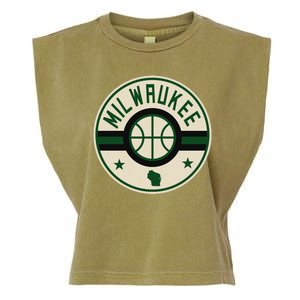 Milwaukee Basketball Stars And Stripes Wisconsin Map Garment-Dyed Women's Muscle Tee