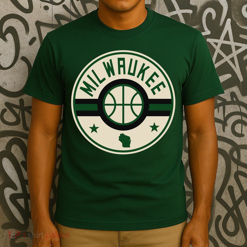 Milwaukee Basketball Stars And Stripes Wisconsin Map T-Shirt
