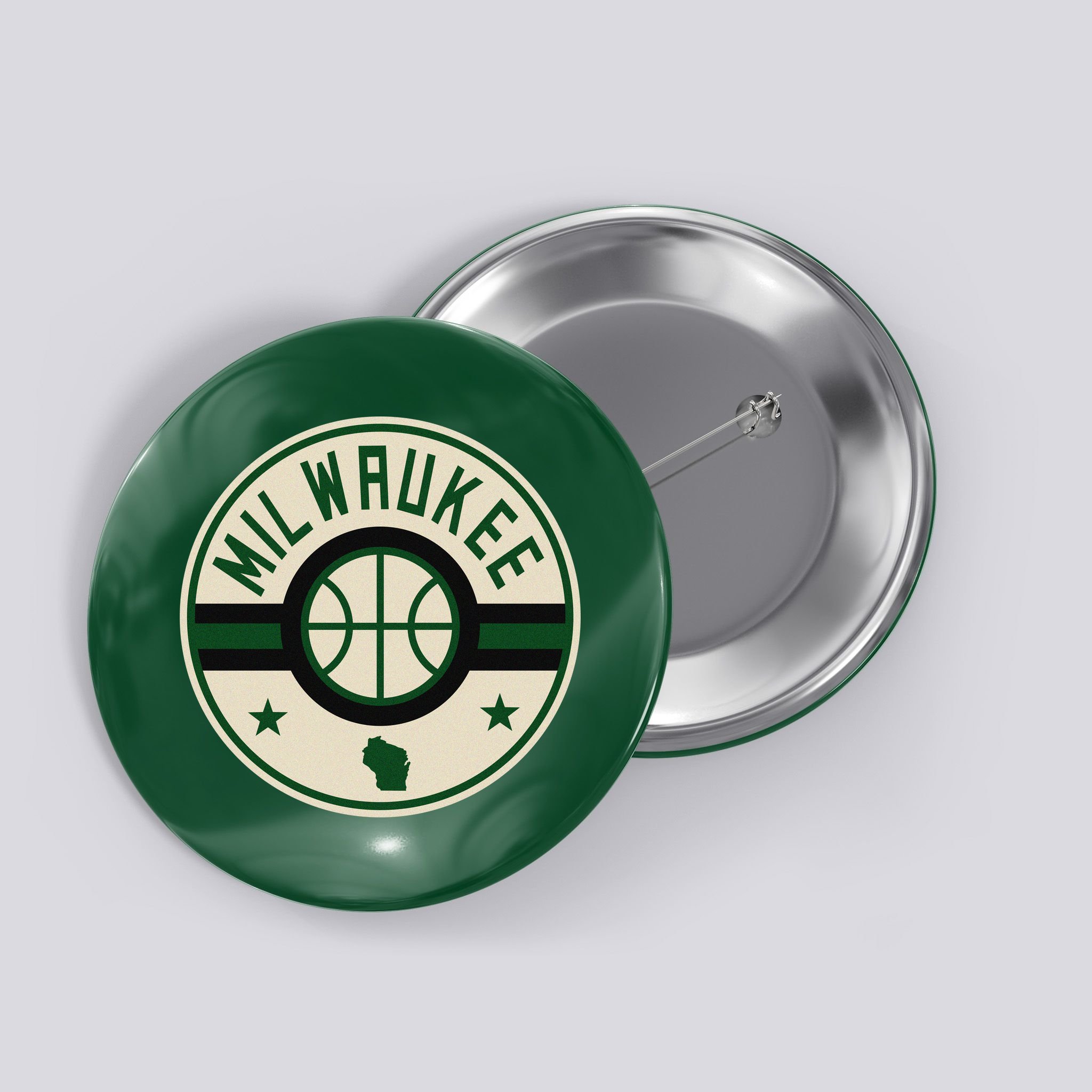 Milwaukee Basketball Stars And Stripes Wisconsin Map Button