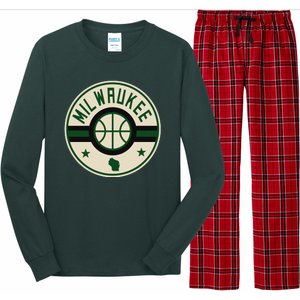 Milwaukee Basketball Stars And Stripes Wisconsin Map Long Sleeve Pajama Set