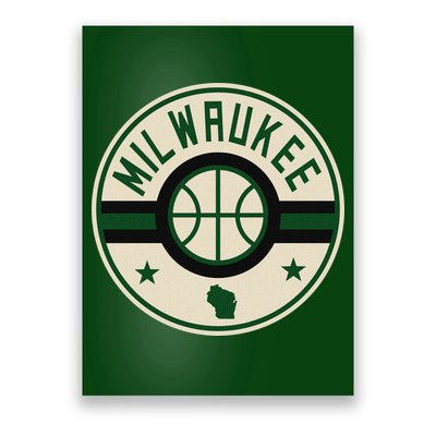 Milwaukee Basketball Stars And Stripes Wisconsin Map Poster