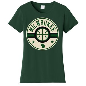 Milwaukee Basketball Stars And Stripes Wisconsin Map Women's T-Shirt