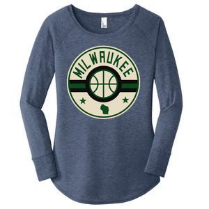 Milwaukee Basketball Stars And Stripes Wisconsin Map Women's Perfect Tri Tunic Long Sleeve Shirt