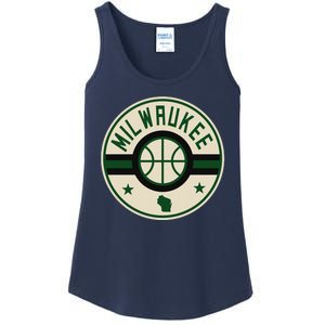 Milwaukee Basketball Stars And Stripes Wisconsin Map Ladies Essential Tank