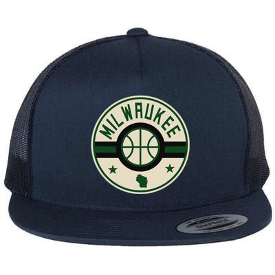 Milwaukee Basketball Stars And Stripes Wisconsin Map Flat Bill Trucker Hat