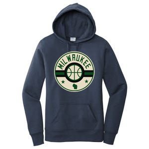 Milwaukee Basketball Stars And Stripes Wisconsin Map Women's Pullover Hoodie