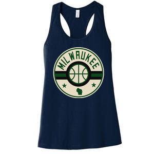 Milwaukee Basketball Stars And Stripes Wisconsin Map Women's Racerback Tank